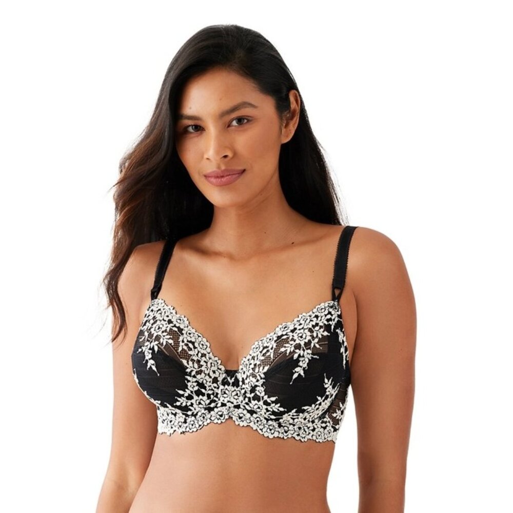 Wacoal Embrace Lace Underwire Bra 38DD Black Ivory Floral New Without Tag